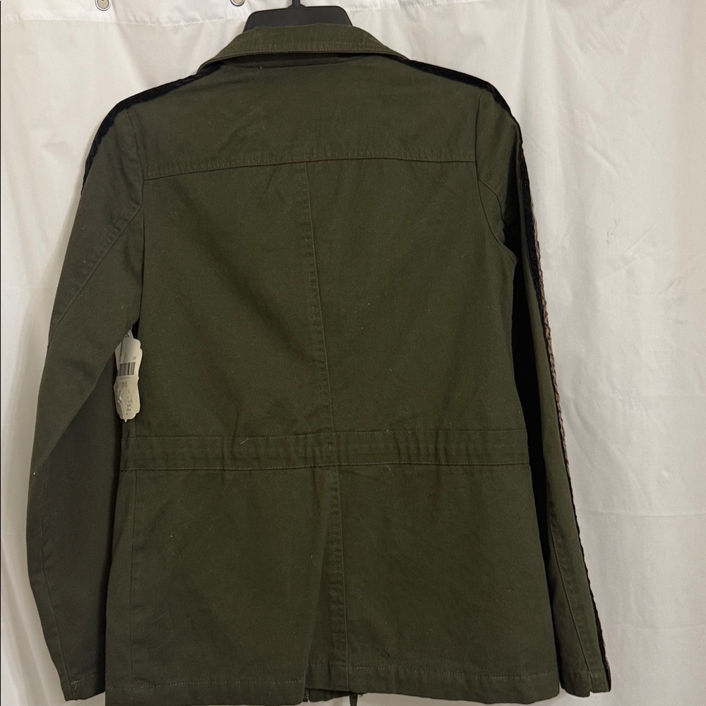 Altar’d State Olive Green Utility Jacket with Leopard Trim. XS - Picture 2 of 8